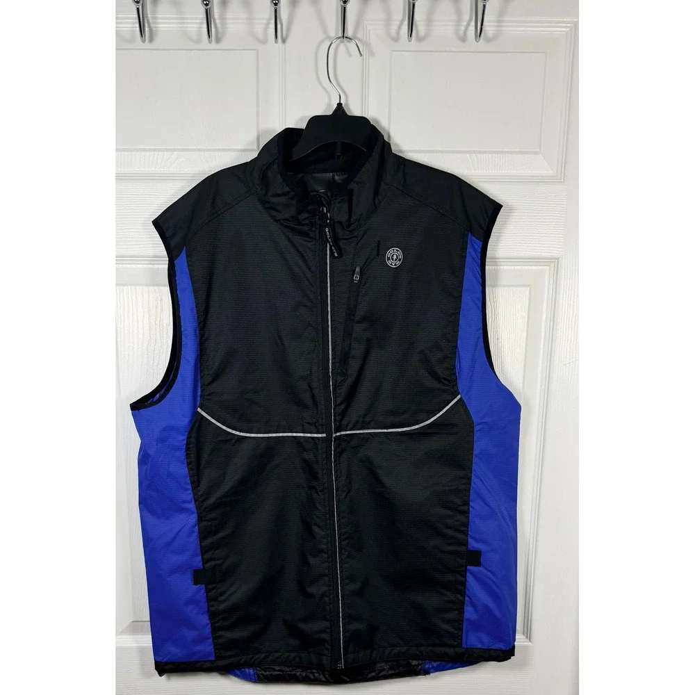 Golds Gym Mens Reflective Running Cycling Vest Black Blue L/XL GG10MT5001LG
